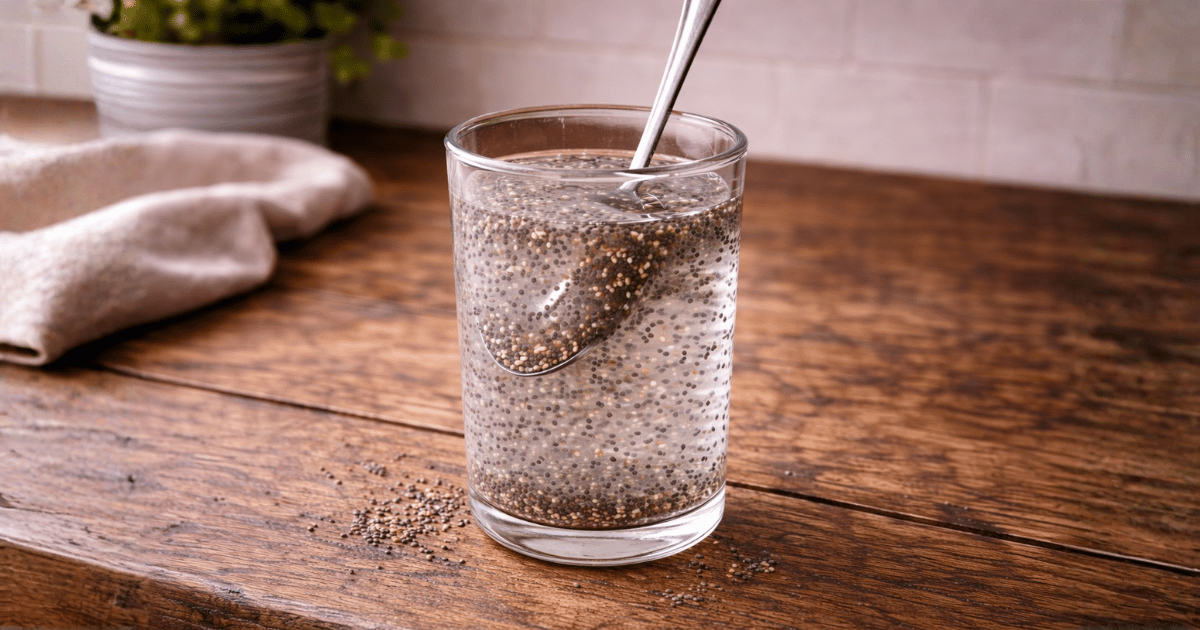 Semi di chia mescolati correttamente con liquidi in ordine preciso: il metodo giusto per ottenere una consistenza uniforme senza grumi